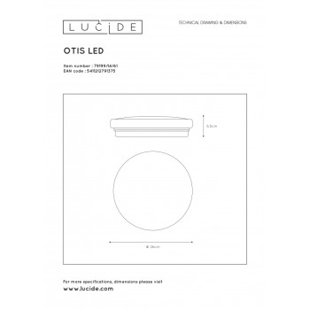 Lucide OTIS - zapuštěné stropní svítidlo - Ø 26 cm - LED - 1x14W 3000K - Opálová 79199/14/61
