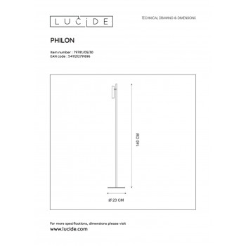 Lucide 79781/05/30 PHILON LED lampa stojací 4.5W/380LM 