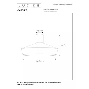 Lucide CARDIFF stropní svítidlo E27/60W černé