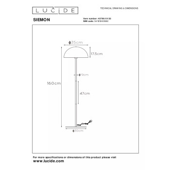 Lucide SIEMON stojací lampa E27/40W modrá