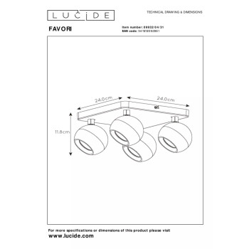 Lucide FAVORI stropní svítidlo 4xGU10 bílé