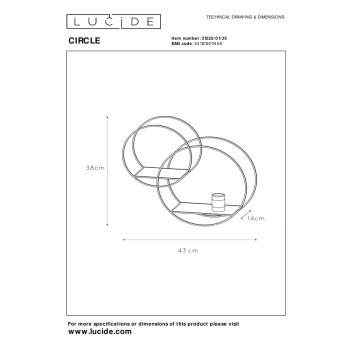 Lucide CIRCLE nástěnné svítidlo E27/40W černé/zlaté