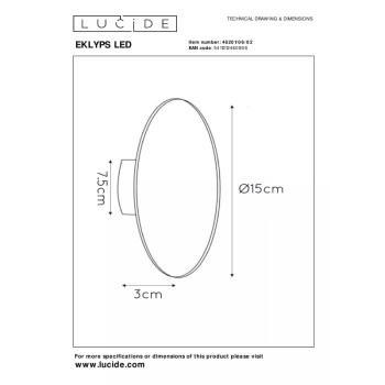 Lucide EKLYPS nástěnné svítidlo Ø15cm 6W 360LM zlaté