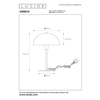 SIEMON stolní lampička E14/40W modrá