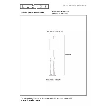 Lucide MISS TALL stojací lampa Ø35 cm 1xE27 zlatá