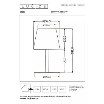 Lucide RIO venkovní stolní lampa Ø15,5 cm 1x1,8W 3000K IP44 barevná