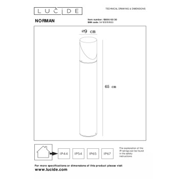 Lucide NORMAN venkovní lampa E27 černá