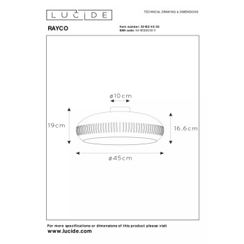 Lucide RAYCO zapuštěné stropní svítidlo Ø45 cm 1xE27 černé