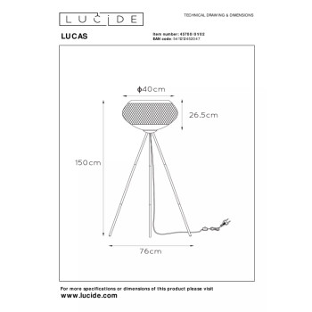 Lucide LUCAS stojací lampa Ø40 cm 1xE27 zlatá