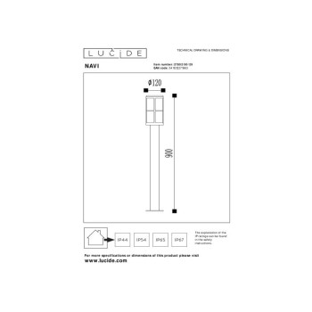 Lucide NAVI patníková venkovní lampa Ø 12 cm 1xE27 IP54 antracitová