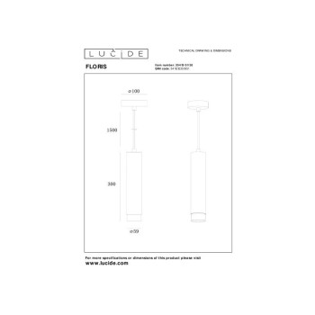 Lucide FLORIS závěsné stropní svítidlo Ø 5,9 cm 1xGU10 černá