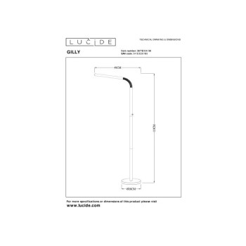 Lucide GILLY dobíjecí stojací čtecí lampa 1x3W 2700K černá