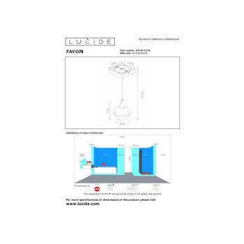 Lucide FAVORI koupelnové závěsné stropní svítidlo Ø 9 cm 1xGU10 IP44 černá