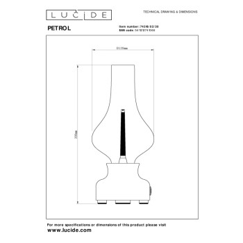 Lucide JASON dobíjecí stolní lampa 1x2W 3000K černá