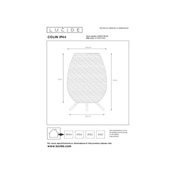 Lucide COLIN IP44 venkovní nabíjecí stolní lampa - baterie - LED Ø 22cm 1x3W 3000K IP44 černá