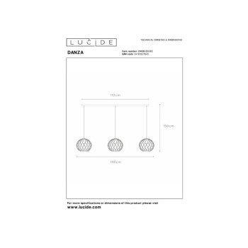 Lucide DANZA Závěsné světlo 3xE27 Matná zlatá / Mosaz