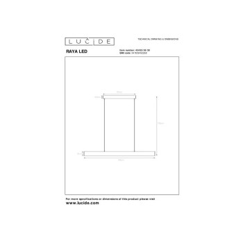 Lucide RAYA LED závěsné stropní svítidlo 1x36W 2700K černá