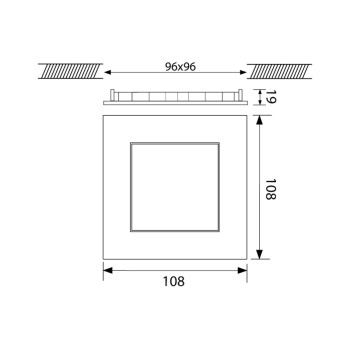 Pro-Ceiling 108x108x39mm, zapuštěné, 8W, 4200K, bílá, stmívatelné - Prolumia