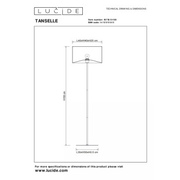 Lucide TANSELLE - Stojací retro lampa - Ø40 cm - 1xE27 - Květovaný vzor