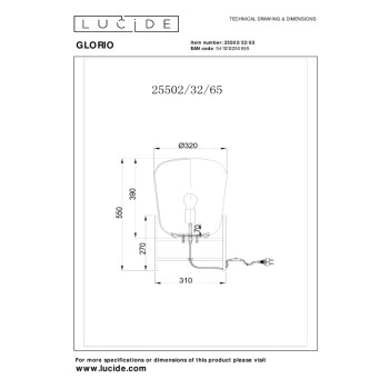 Lucide GLORIO stolní lampa D32 cm 1xE27 černá