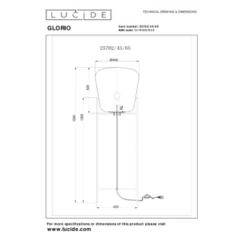 Lucide GLORIO stojací lampa Ø45 cm 1xE27 černá