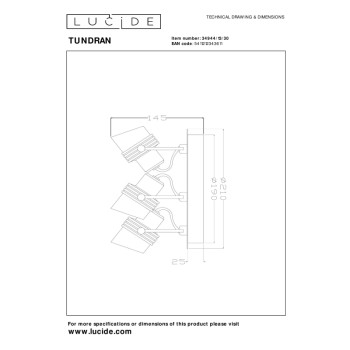 Stropní bodové svítidlo TUNDRAN - 21 cm - 3xGU10 - černé