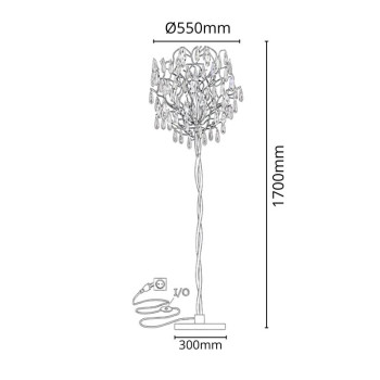 Luxusní křišťálová stojací lampa 5 x G9 - CA061/F - NEDES