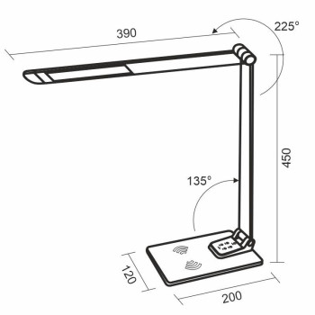 LED lampa JULIET stmívatelná s bezdrátovým nabíjením, časovačem a USB 12W - DL5303/B - NEDES