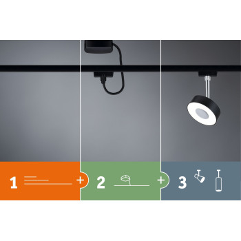 URail LED-spot Tube max. 10W GU10 černá mat kov/umělá hmota - PAULMANN
