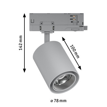 ProRail3 LED lištový spot Kratos 36° 9W 4000K 230V stříbrná - PAULMANN