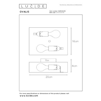 Lucide OVALIS - nástěnné svítidlo 2xE14 - Černá, LUCIDE, TRENDY svítidla