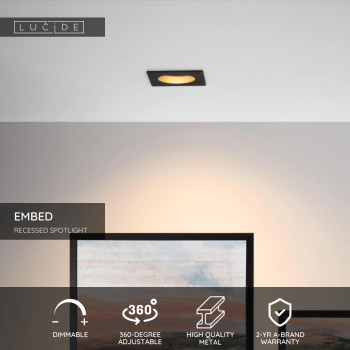 Lucide EMBED - podhledové svítidlo - GU10 - Černá 22959/01/30, LUCIDE, TRENDY svítidla