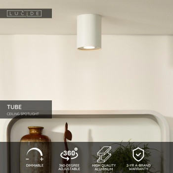 Lucide TUBE - stropní svítidlo - Ø 9,6 cm - GU10 - Bílá 22952/01/31, LUCIDE, TRENDY svítidla