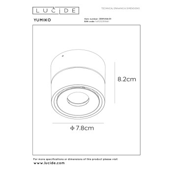 Lucide 35911/08/31 YUMIKO LED bodové svítidlo stmívatelné - 1x8W - bílá, LUCIDE, TRENDY svítidla