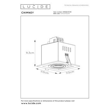Lucide 09926/01/30 CHIMNEY svítidlo zápustné GU10 50W černá, LUCIDE, TRENDY svítidla