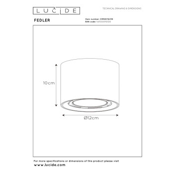 Lucide 09921/12/30 FEDLER černá, LUCIDE, TRENDY svítidla