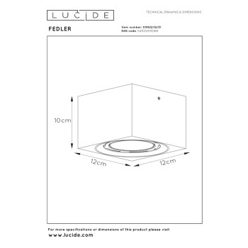 Lucide 09922/12/31 svítidlo přisazenéFEDLER GU10 bílá, LUCIDE, TRENDY svítidla