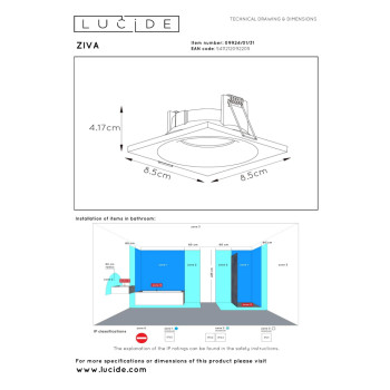 Lucide 09924/01/31 ZIVA svítidlo zápustné GU10/5W 3000K bílá, LUCIDE, TRENDY svítidla