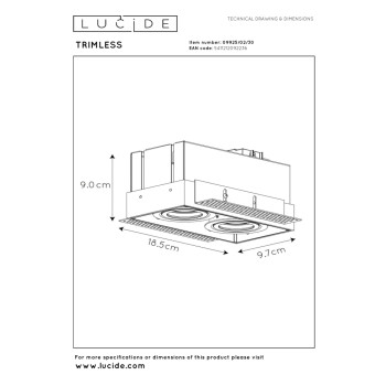 Lucide 09925/02/30 TRIMLESS svítidlo vestavné 2xGU10/5W černá, LUCIDE, TRENDY svítidla