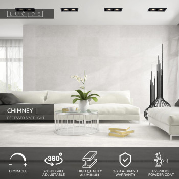 Lucide 09926/02/30 CHIMNEY svítidlo zápustné 2x GU10/50W černá, LUCIDE, TRENDY svítidla