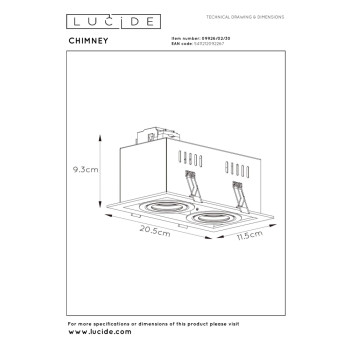 Lucide 09926/02/30 CHIMNEY svítidlo zápustné 2x GU10/50W černá, LUCIDE, TRENDY svítidla