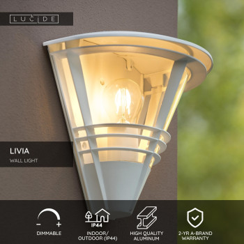 Lucide LIVIA - nástěnné svítidlo venkovní - IP44 - Bílá 11812/01/31, LUCIDE, TRENDY svítidla
