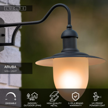 Lucide ARUBA - nástěnné svítidlo venkovní - Ø 25 cm - IP44 - Černá 11871/01/30, LUCIDE, TRENDY svítidla