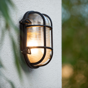 Lucide DUDLEY venkovní nástěnné svítidlo Oval IP65 E27/60W černá, LUCIDE, TRENDY svítidla