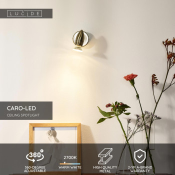 Lucide CARO-LED - přisazené bodové svítidlo - Ø 9 cm - LED - GU10 - 1x5W 2700K - Chrom 13955/05/12, LUCIDE, TRENDY svítidla