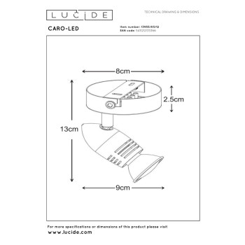 Lucide CARO-LED - přisazené bodové svítidlo - Ø 9 cm - LED - GU10 - 1x5W 2700K - Chrom 13955/05/12, LUCIDE, TRENDY svítidla