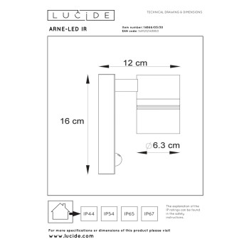 Lucide ARNE-LED - přisazené bodové svítidlo venkovní - Ø 6,3 cm - LED - GU10 - 1x5W 2700K - IP44 - Černá 14866/05/30, LUCIDE, TRENDY svítidla