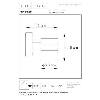 Lucide ARNE-LED - přisazené bodové svítidlo venkovní - Ø 6,3 cm - LED - GU10 - 1x5W 2700K - IP44 - Chrom 14867/05/12, LUCIDE, TRENDY svítidla