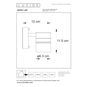Lucide ARNE-LED - přisazené bodové svítidlo venkovní - Ø 6,3 cm - LED - GU10 - 1x5W 2700K - IP44 - Černá 14867/05/30, LUCIDE, TRENDY svítidla