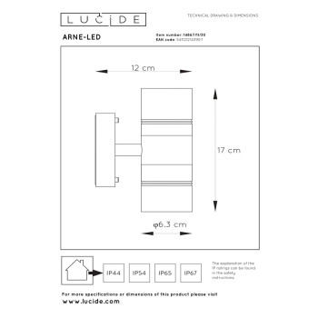 Lucide ARNE-LED - přisazené bodové svítidlo venkovní - Ø 6,3 cm - LED - GU10 - 2x5W 2700K - IP44 - Černá 14867/11/30, LUCIDE, TRENDY svítidla